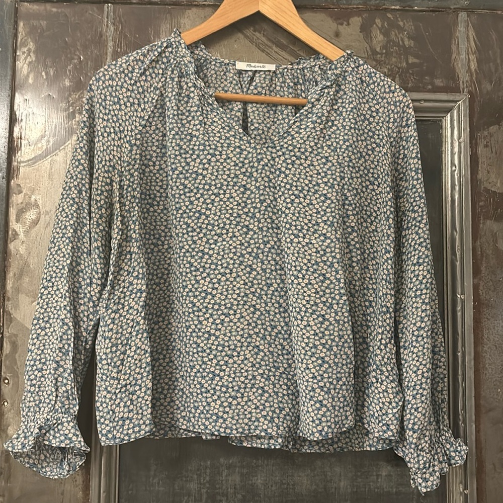 Madewell silk poet floral blouse